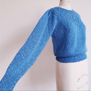 Elegant Blue Women's Crew Neck Sweater